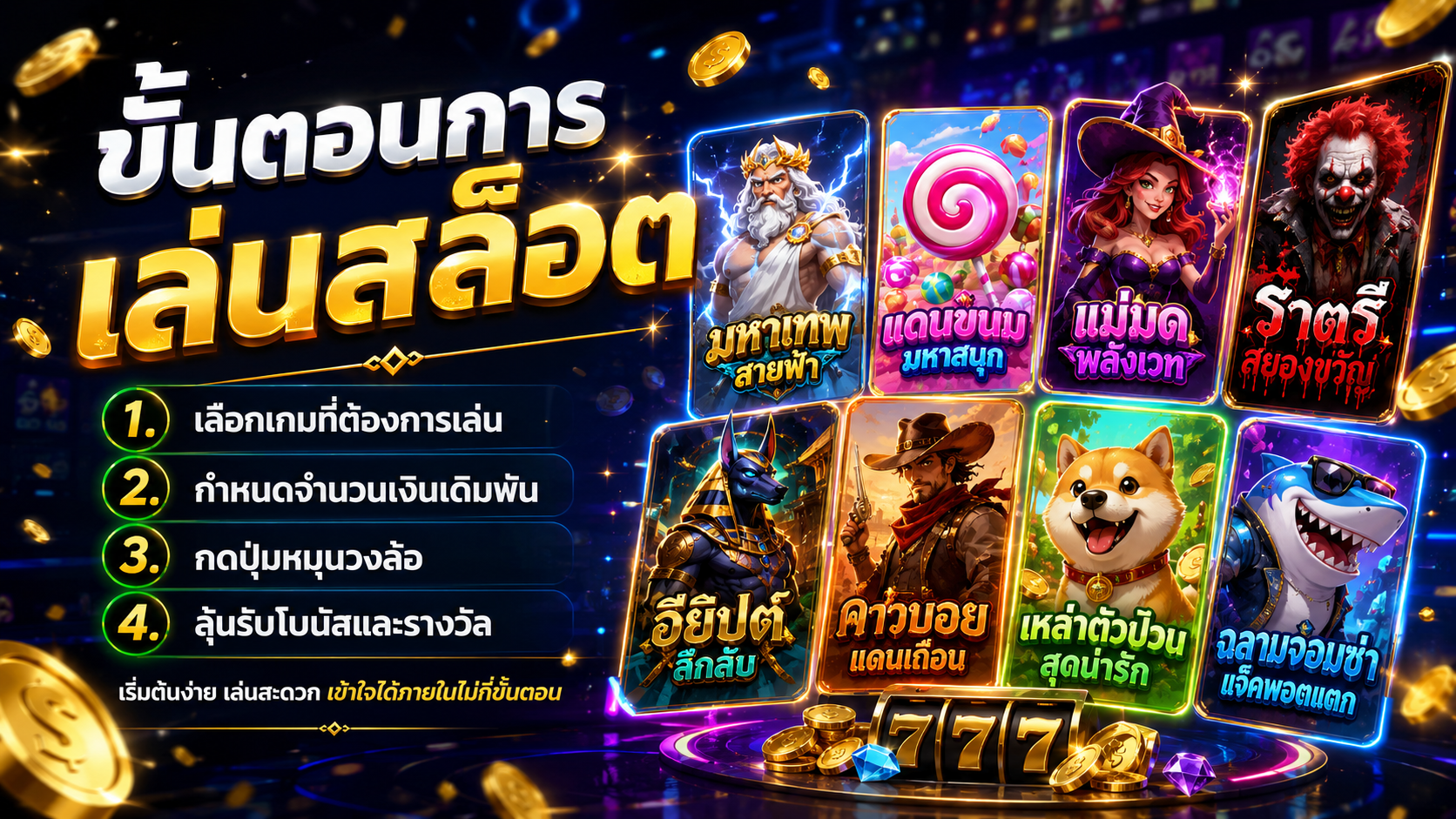 ขั้นตอนการเล่นสล็อต